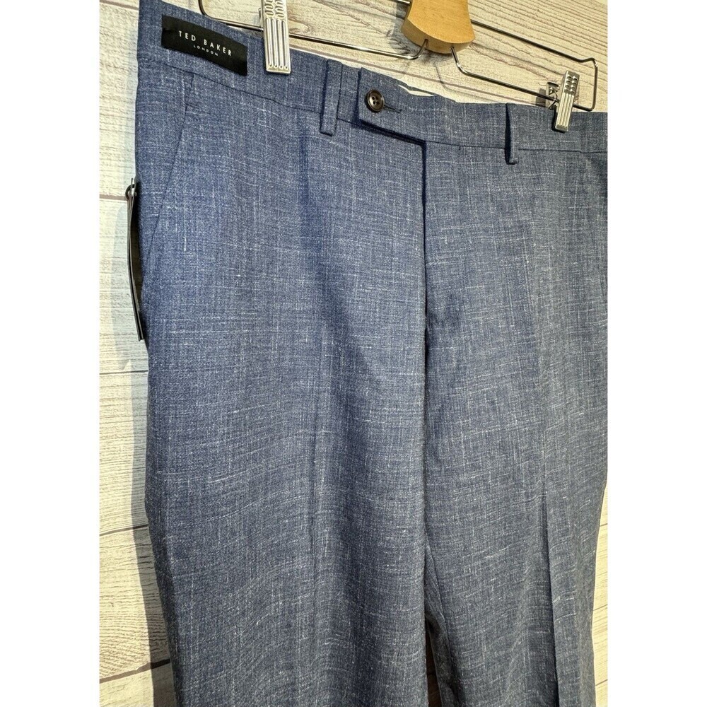 Ted Baker Modern Navy Mix Suit Trousers Pants 34R Wool /LINE - Picture 6 of 12